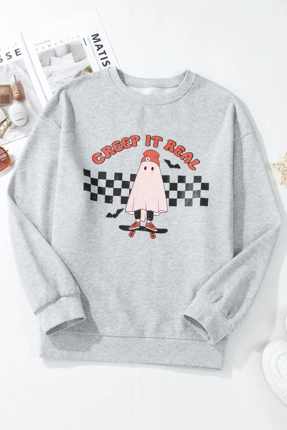 Light grey ghost print sweatshirt - Love Salve